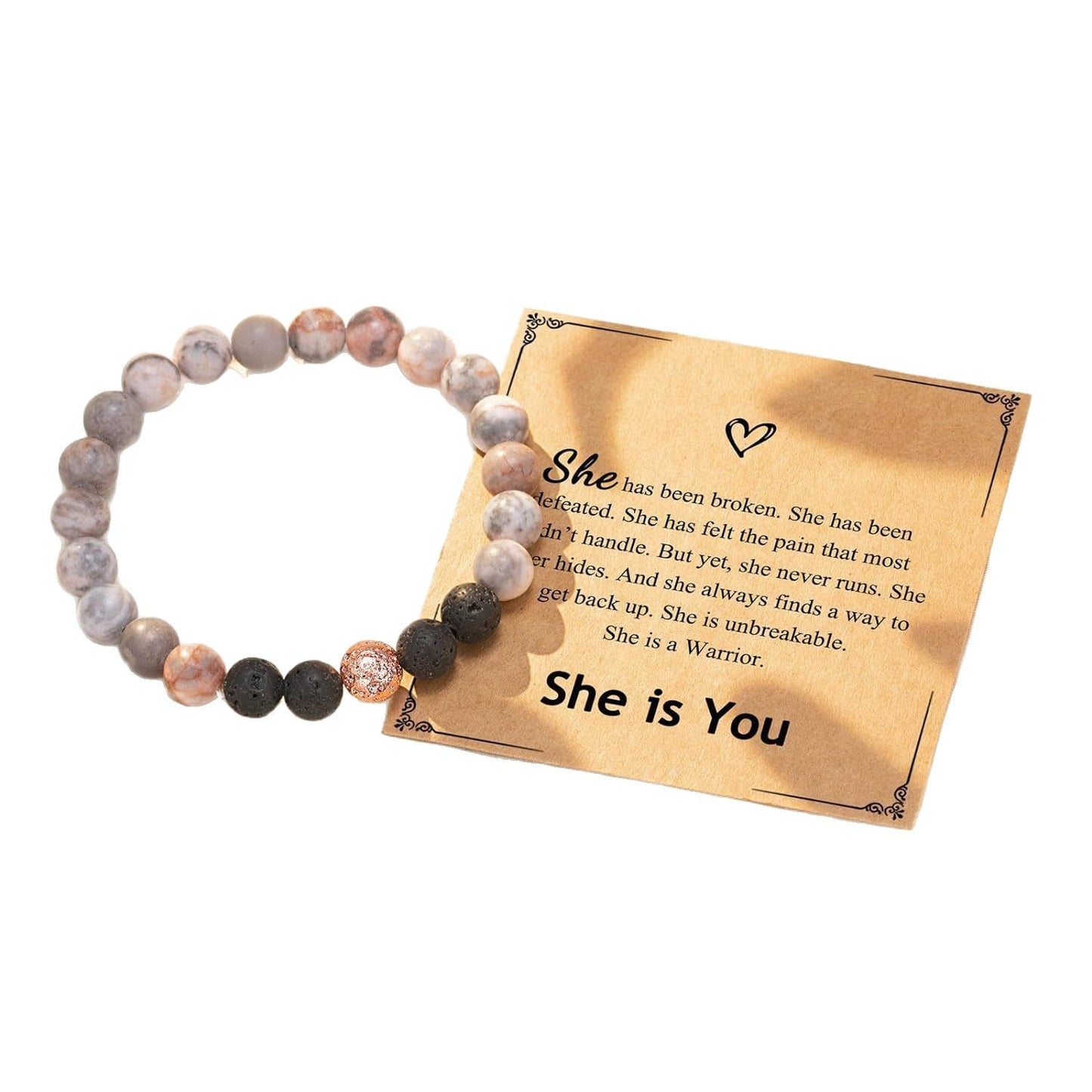 Sweet Geometric Zebra Print Agate Bead Bracelet Unisex Handmade Jewelry Gift