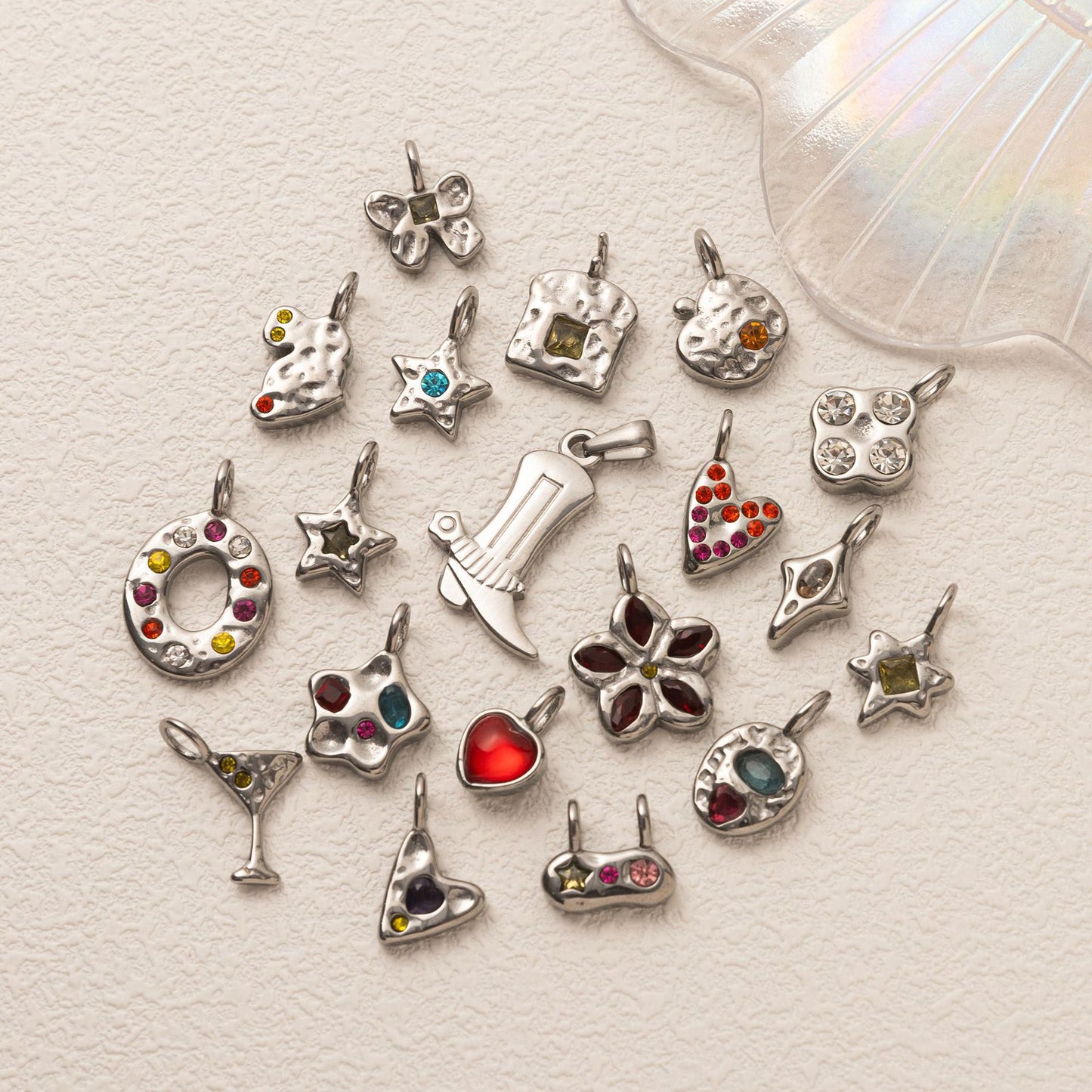 Vintage Geometric Stainless Steel 18K Gold Plated PVD Rhinestone Inlay DIY Charm Bar Pendant