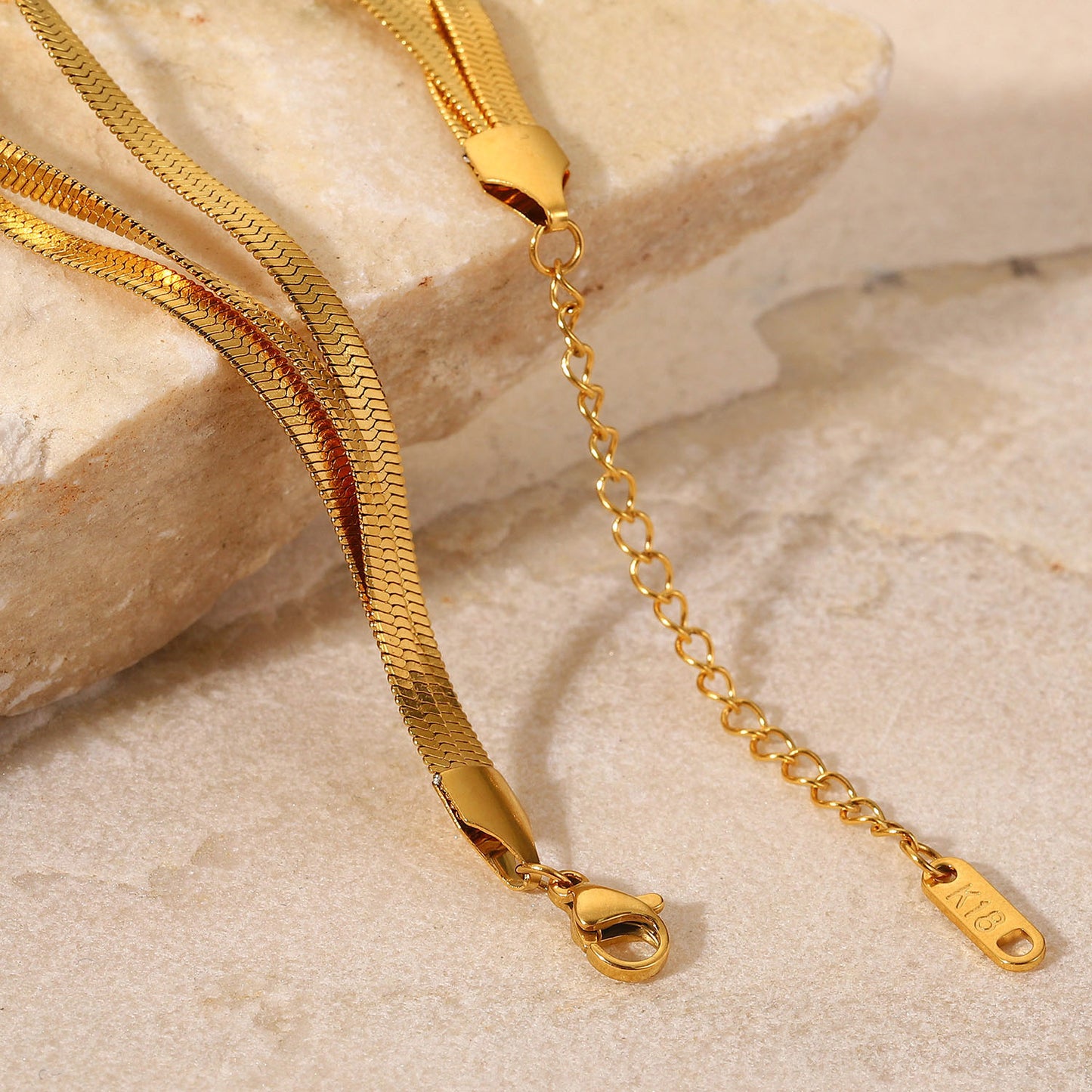 Minimalist Geometric Stainless Steel Snake Chain Bracelet for Women with 18K Gold Plating Stackable Wrist Jewelry