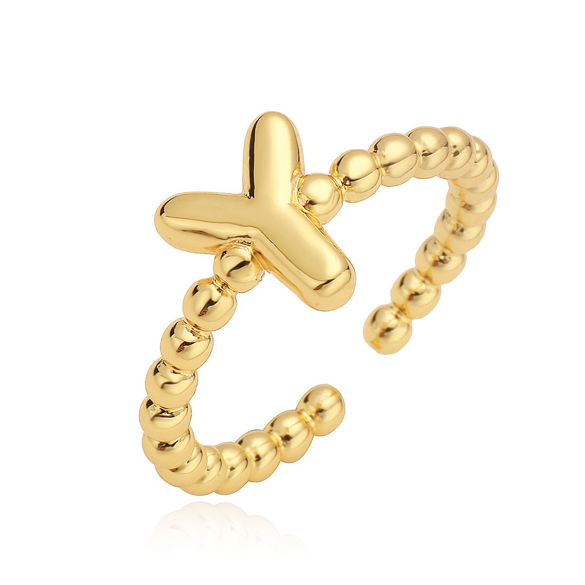 Minimalist 18K Gold Plated Brass Letter Ring for Women