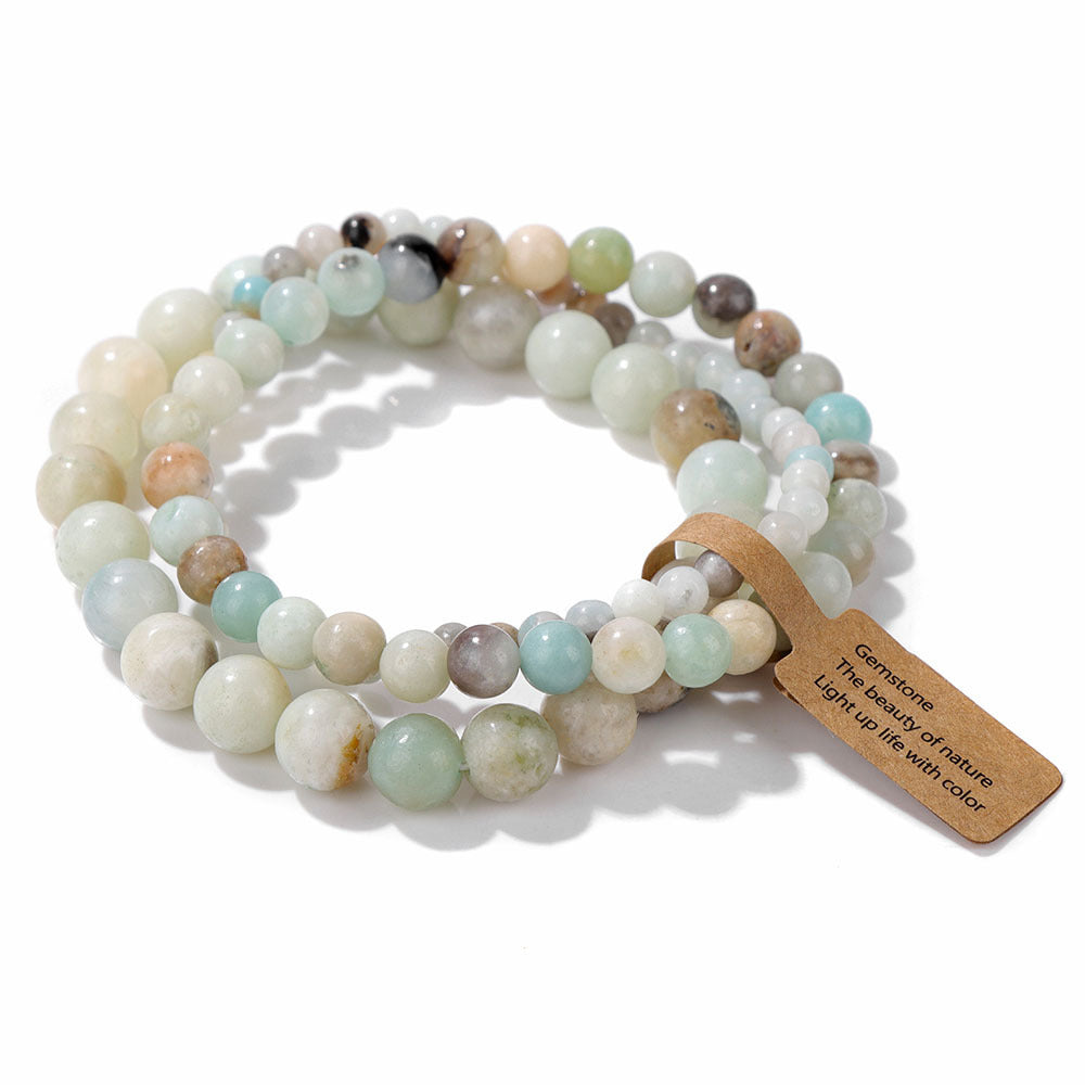Vintage Minimalist Geometric Stone Beaded Stretch Bracelet Set Unisex Jewelry