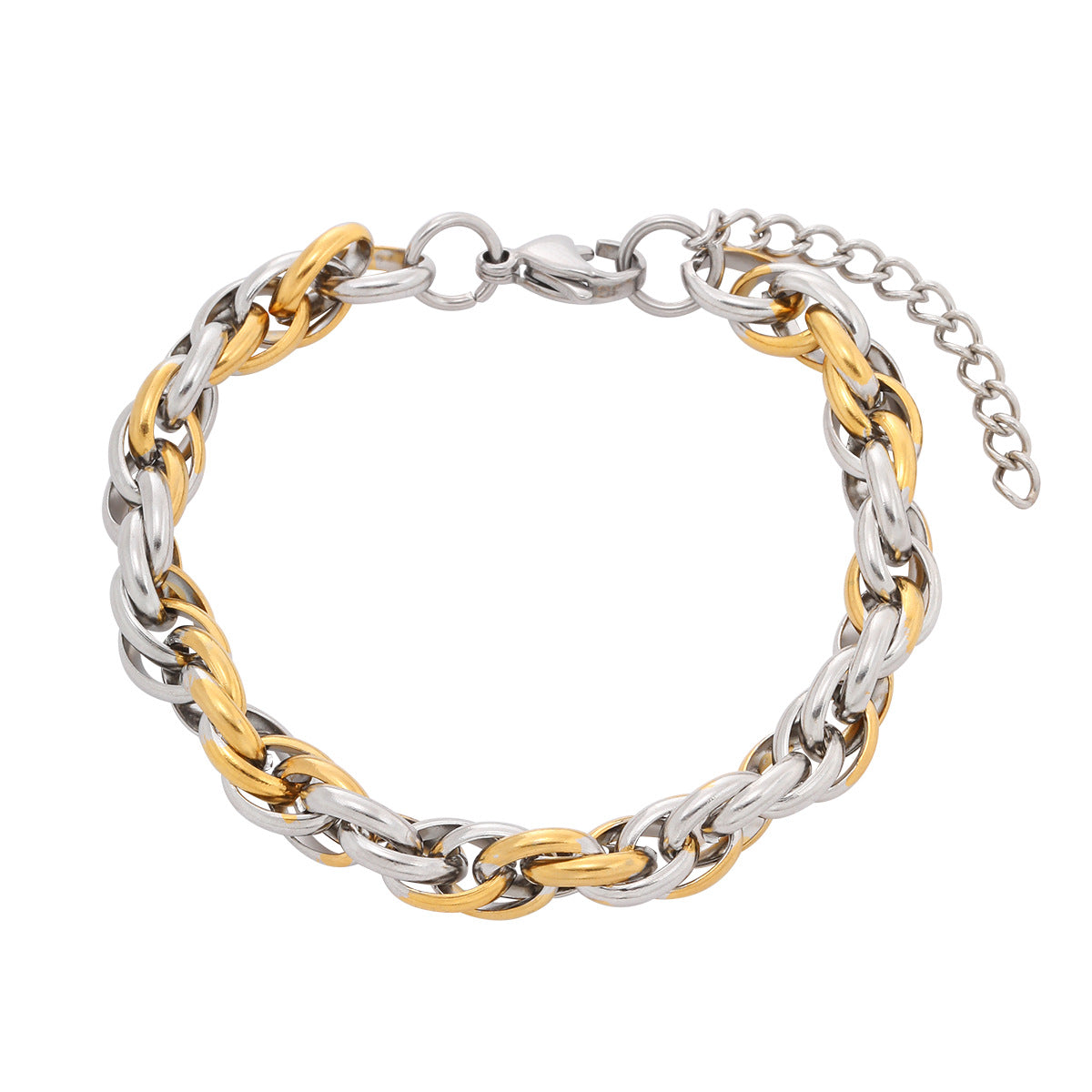 Fashionable Geometric Stainless Steel Bracelet with 18K Gold Plating for Women