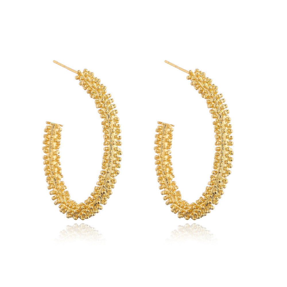 Orecchini da donna geometrici di moda con base in rame e placcatura in oro 14 carati, perni in argento 925 anallergico