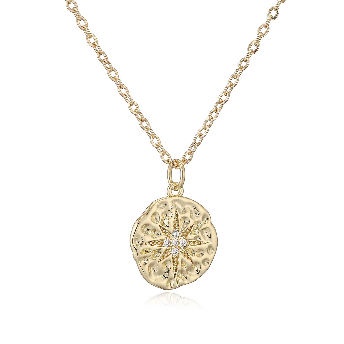 Minimalist Retro Geometric Pendant Necklace for Women in Copper with 18K Gold Plating and Zircon Inlay