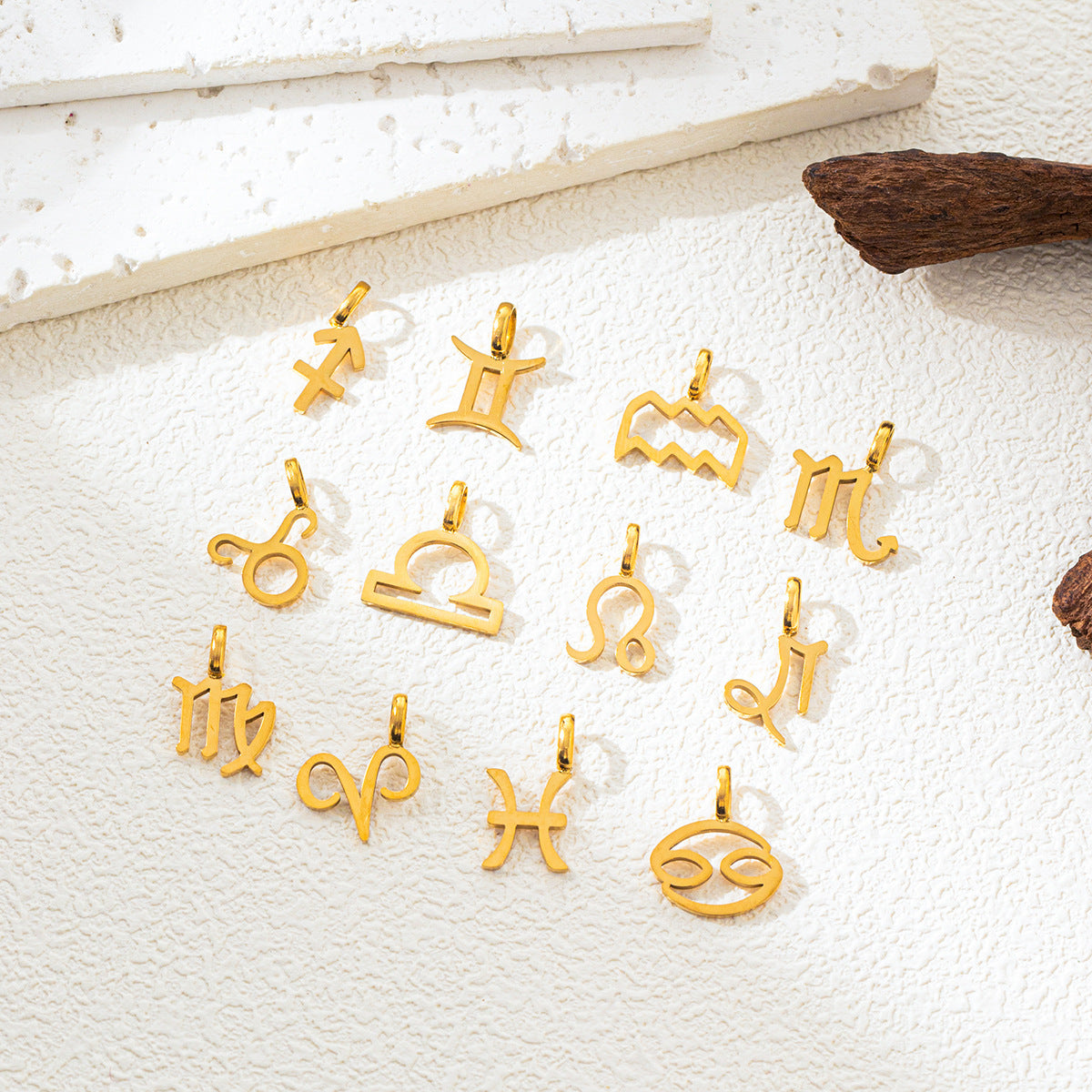 Minimalist Titanium Steel Plated Zodiac Charm Bar Necklace for Women