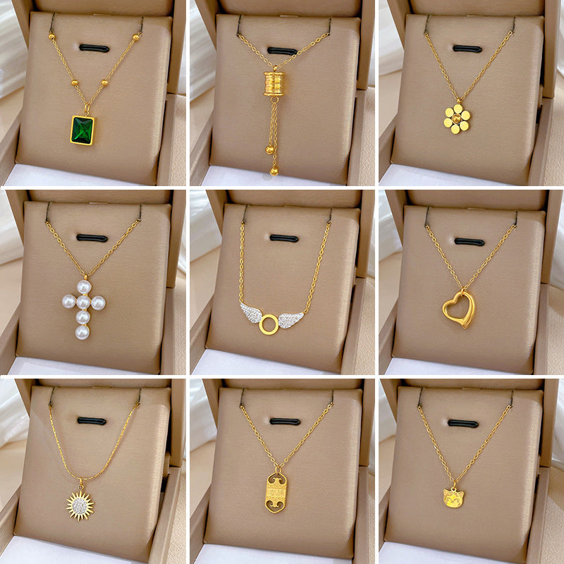 Conjunto de collar, aretes, pulsera y anillo geométricos de estilo natural en cobre con acabado chapado para mujer