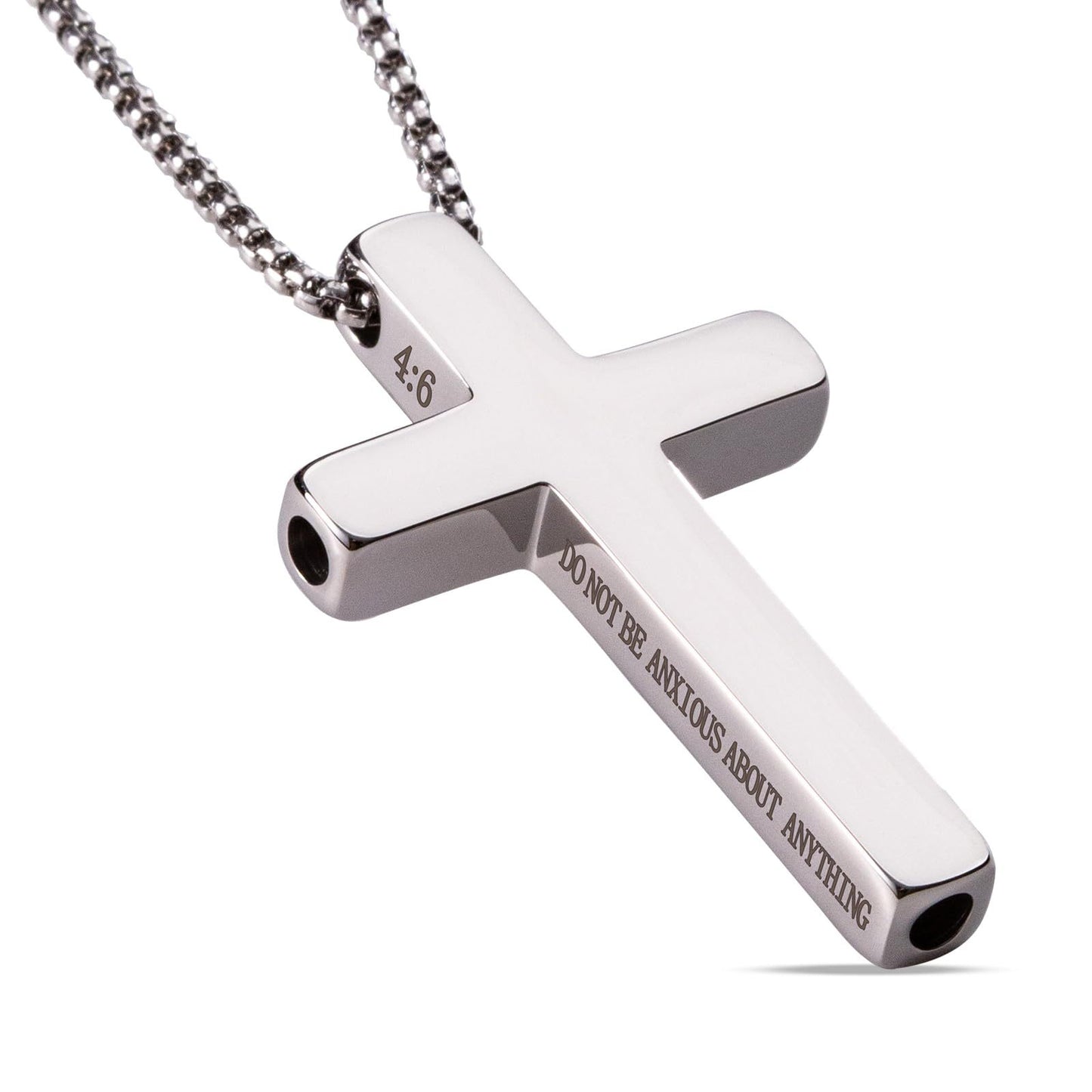 Stainless Steel Cross Pendant Necklace with Titanium Steel Charm for Aromatherapy Inhalation Stress Relief Mindfulness Breathing
