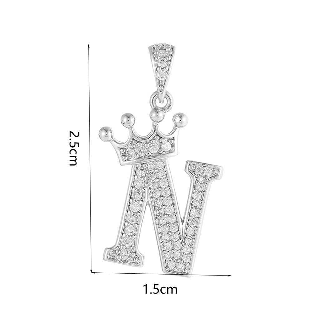 Silver Plated Brass Cubic Zirconia Inlaid Letter Charm Bar for DIY Necklace Bracelet