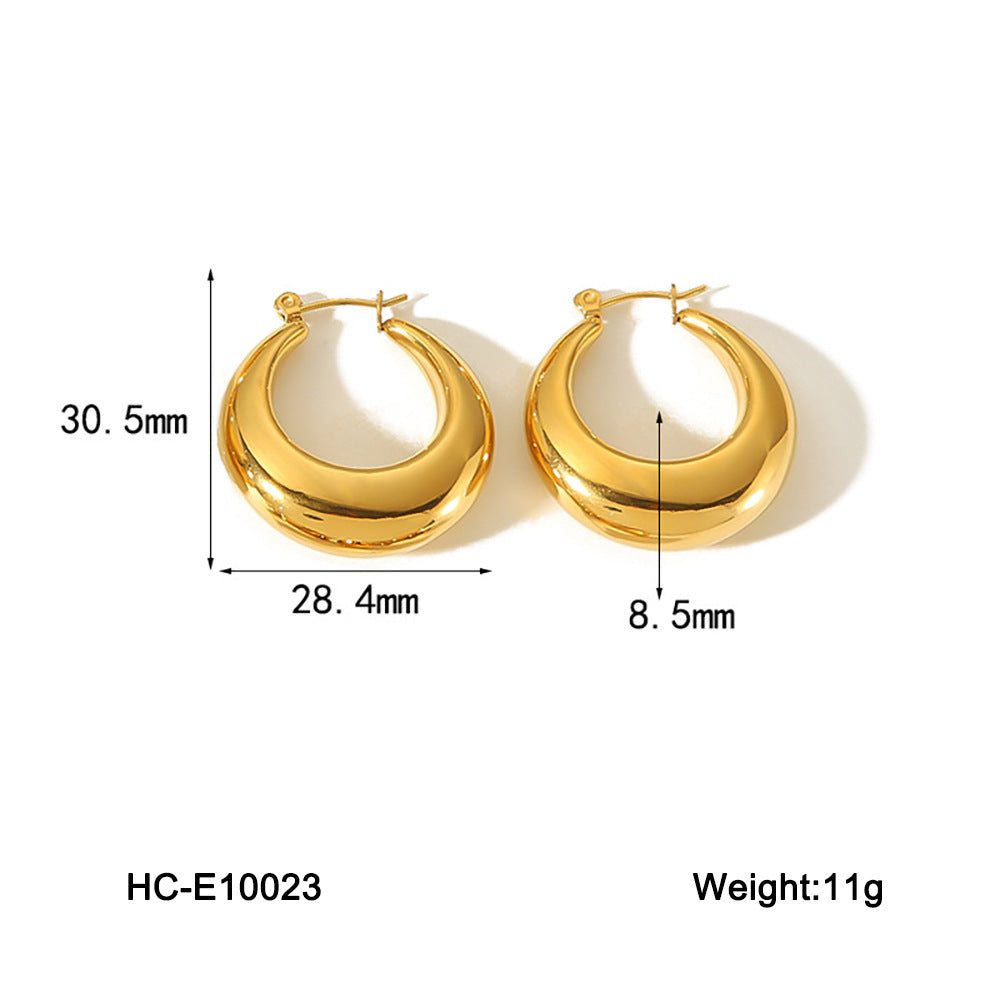 Pendientes de Acero Inoxidable Huecos Geométricos Minimalistas para Mujer con Acabado Chapado