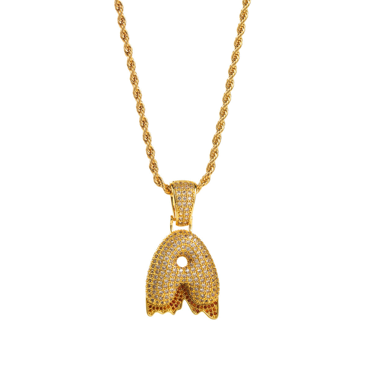 Collana con ciondolo a lettera "Sweet-Edgy" da donna in ottone con intarsio in zirconi cubici su catena a clavicola