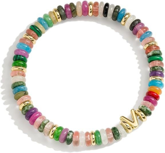 Bohemian Sweet Natural Gemstone Letter Beaded Bracelet for Women