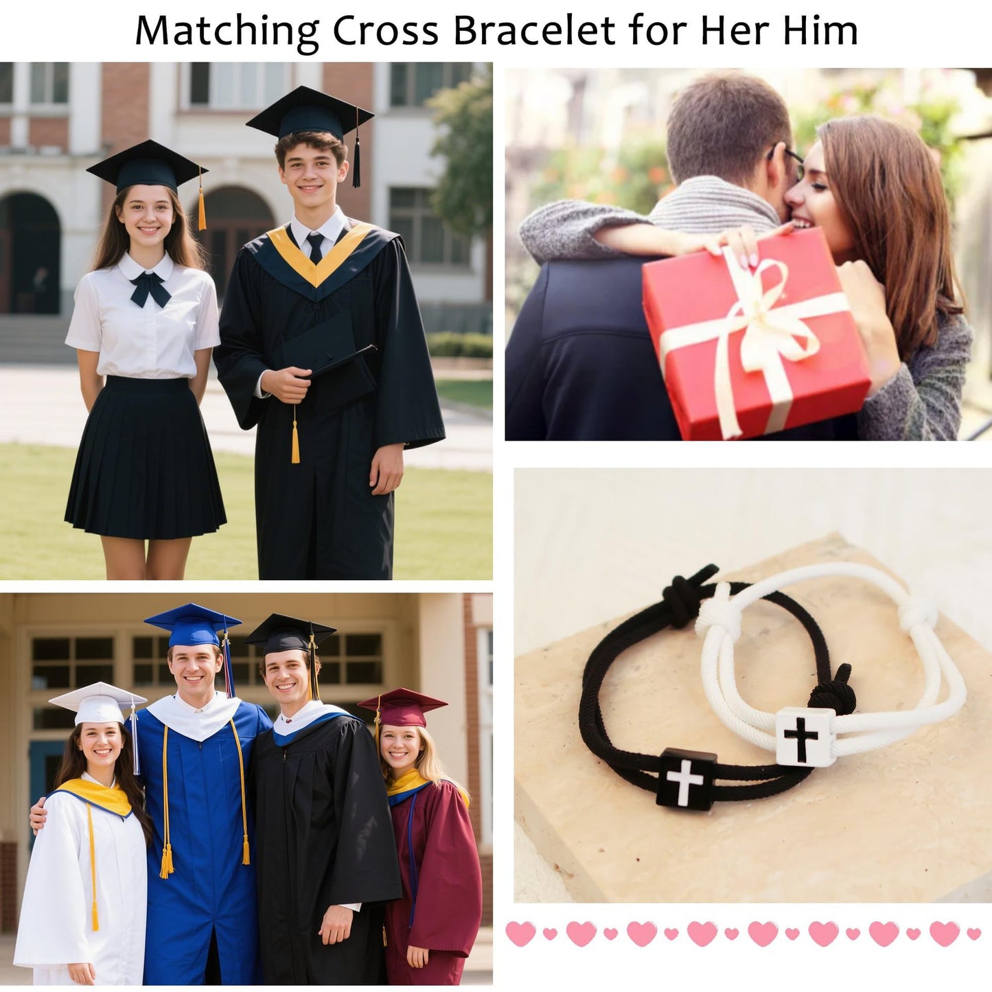 Casual Unisex Alloy Cross Bracelet Set Handmade Adjustable Cord