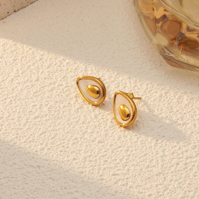 Set di gioielli placcati in acciaio inossidabile con motivo avocado minimalista da donna