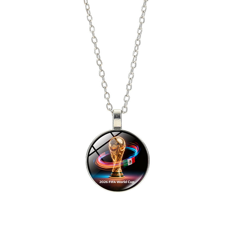 Collana sportiva casual in lega placcata argento con pendente in cristallo unisex