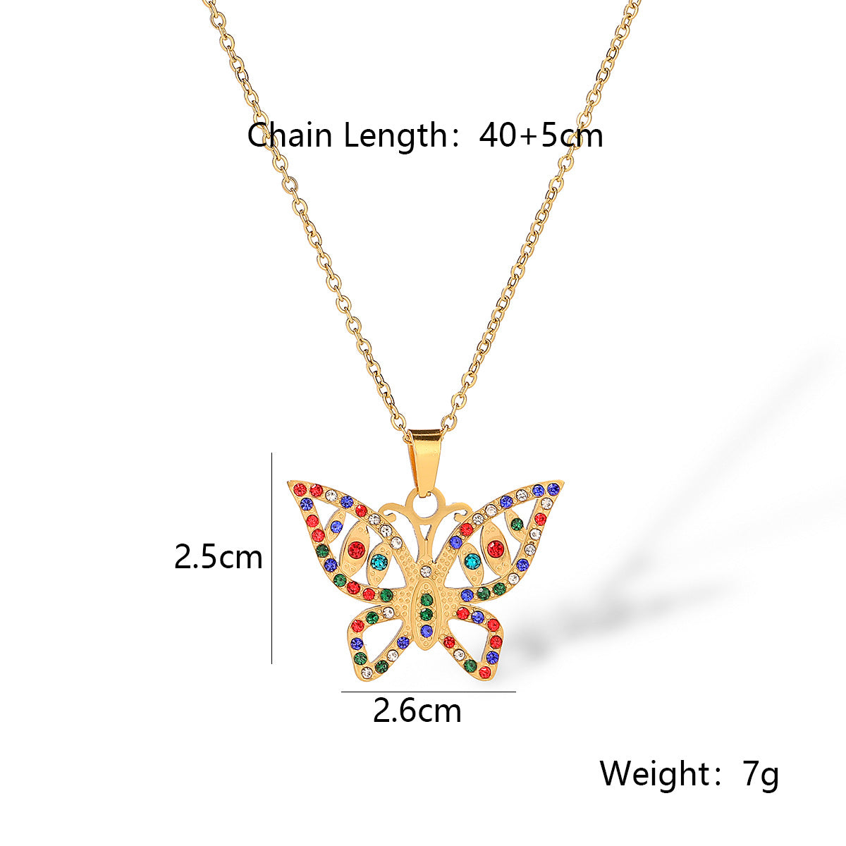 Collar Colgante Mariposa Minimalista para Mujer Hecho de Acero de Titanio con Chapado en Oro de 18K e Incrustaciones de Zirconia