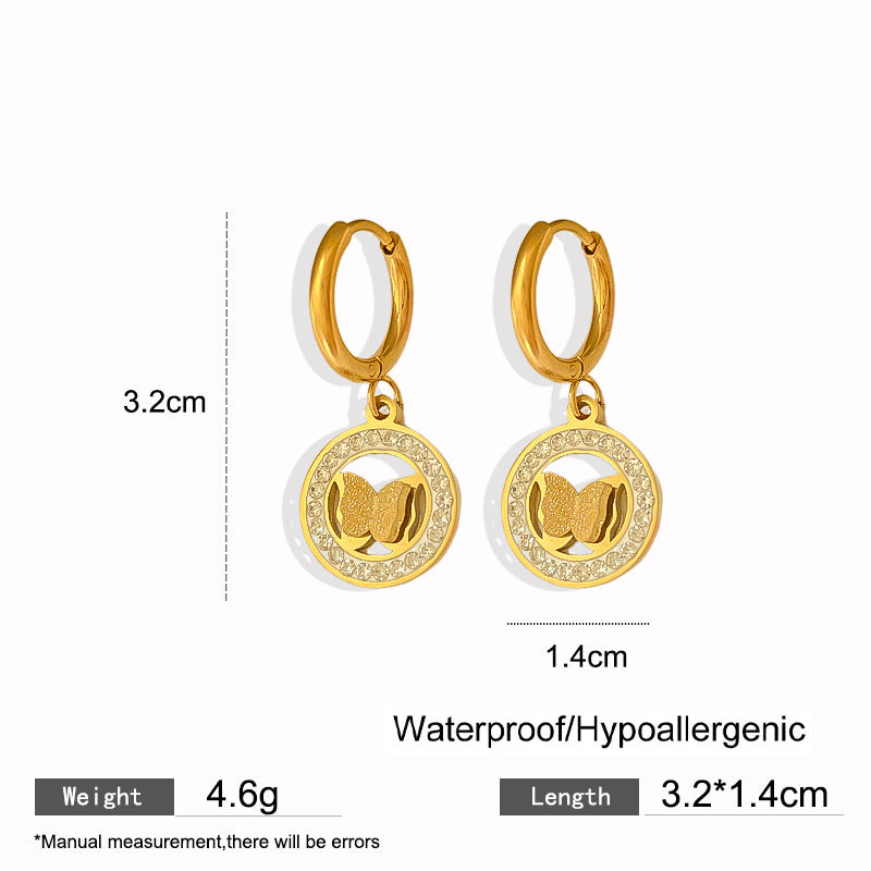 Elegant Titanium Steel Drip Oil Plated Stud Earrings for Women