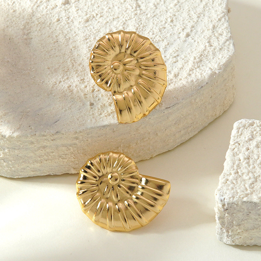 Casual Beach Style Irregular Starfish and Conch Stainless Steel Earrings for Women