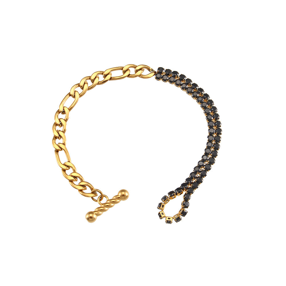 Set collana e bracciale da donna placcati in acciaio inossidabile geometrico minimalista