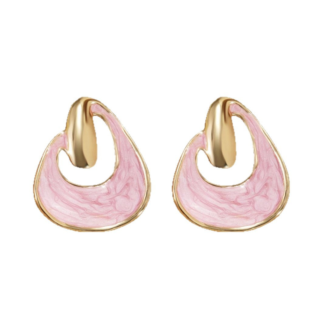Sweet Geometric Drip Oil Stainless Steel Earrings for Women