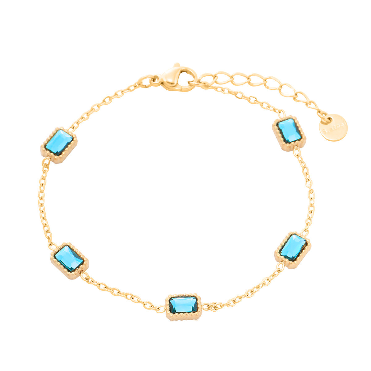 Bracciale da donna in acciaio al titanio placcato oro 18K con strass colorati a forma geometrica, alla moda