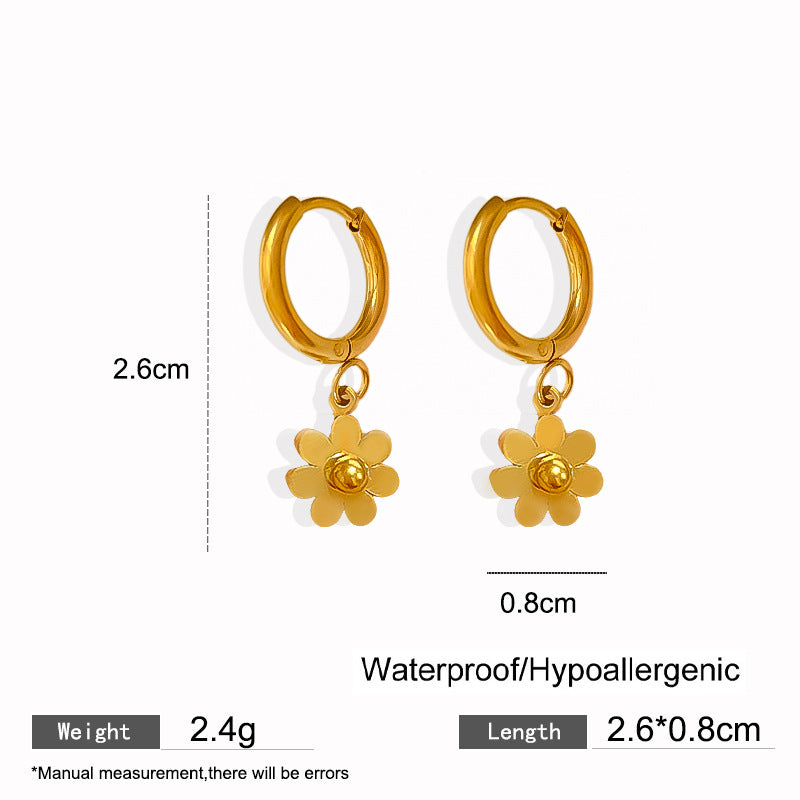 Elegant Titanium Steel Drip Oil Plated Stud Earrings for Women