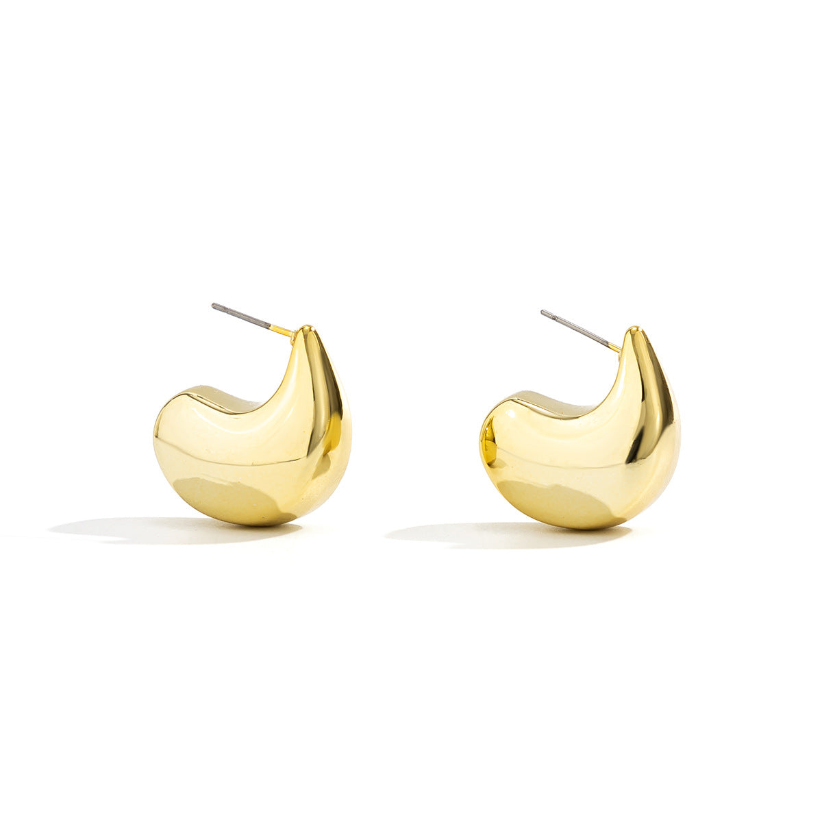 Pendientes minimalistas de acero inoxidable geométricos redondos con acabado de espejo y superficie chapada para mujer