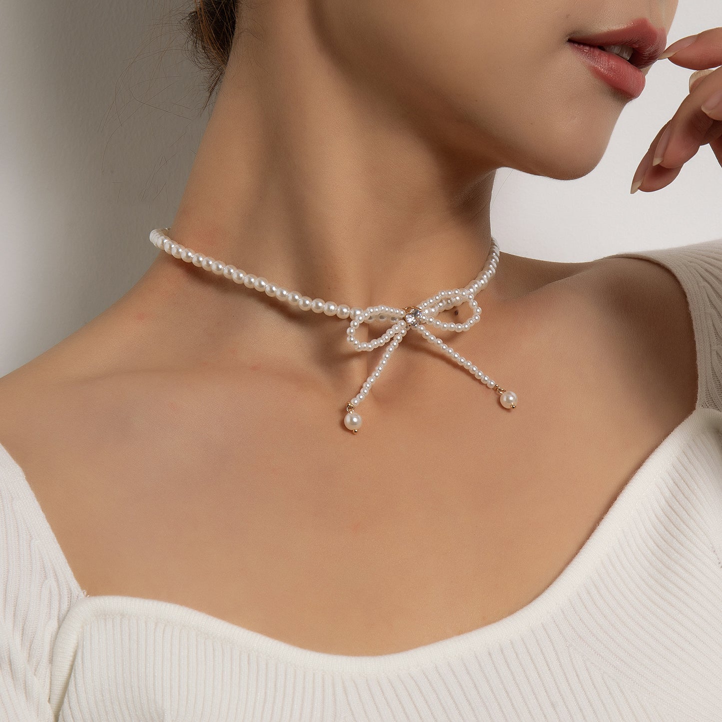 Butterfly Pearl Necklace with Geometric Design, Plated Metal Chain, Fresh Sweet Style for Women
