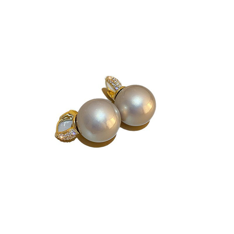 Eleganti Orecchini a Perno da Donna in Stile Francese Vintage con Zirconi Geometrici e Perle Imitazione
