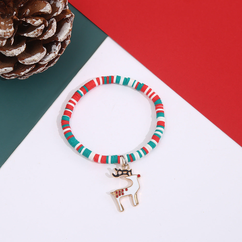Casual Geometric Resin Beaded Bracelet with Christmas Charms for Unisex