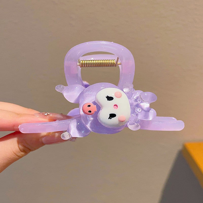 Simpatica Clip per Capelli Sanrio Cartone Animato con Fiocco in Resina Plastica Accessorio per Capelli per Ragazze Dolce Forcina per Studentessa Clip a Squalo per Acconciatura Coda di Cavallo
