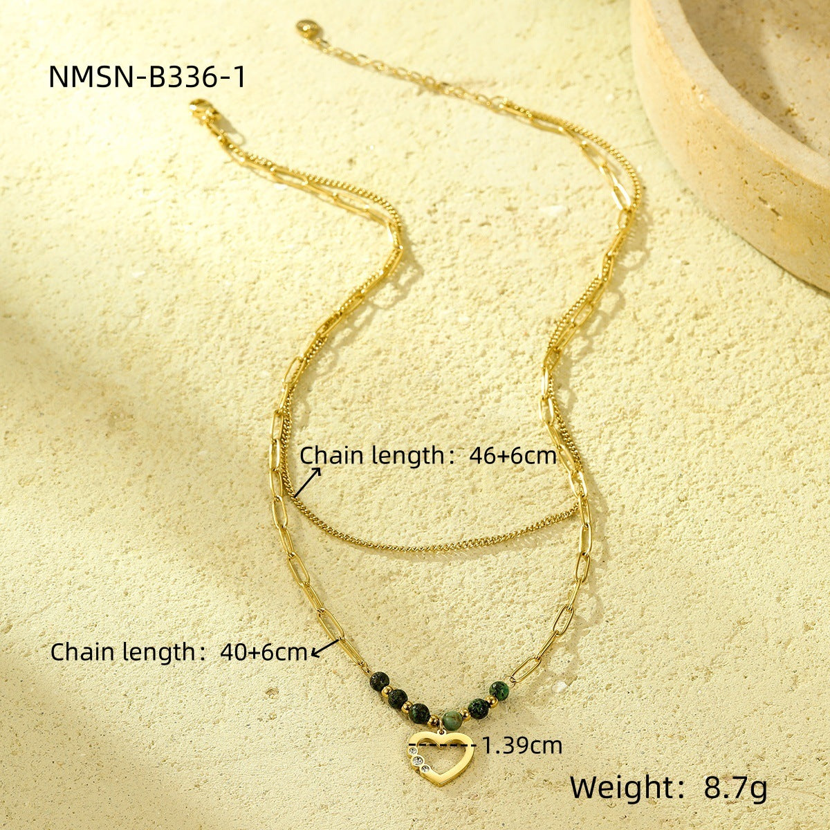 Minimalist Heart-Shaped Stainless Steel Necklace with 18K Gold Plating and Pearl Accent for Women