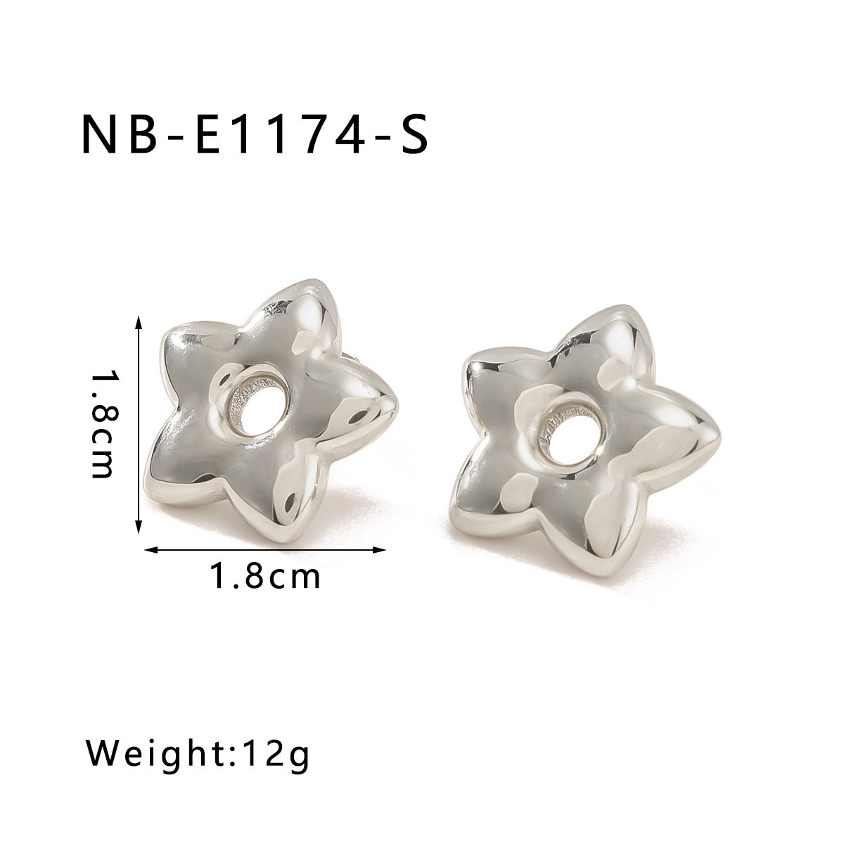 Orecchini minimalisti a stella geometrica in acciaio inossidabile con design a traforo e placcatura sottovuoto in oro 18K da donna