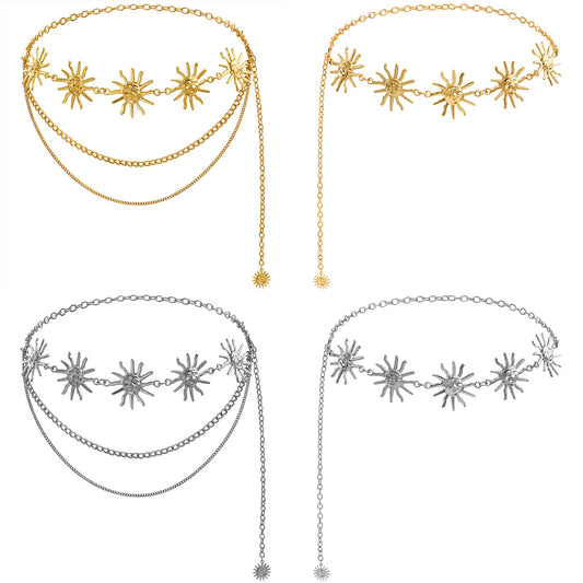 Punk Streetwear Sun Moon Metal Body Chain for Women