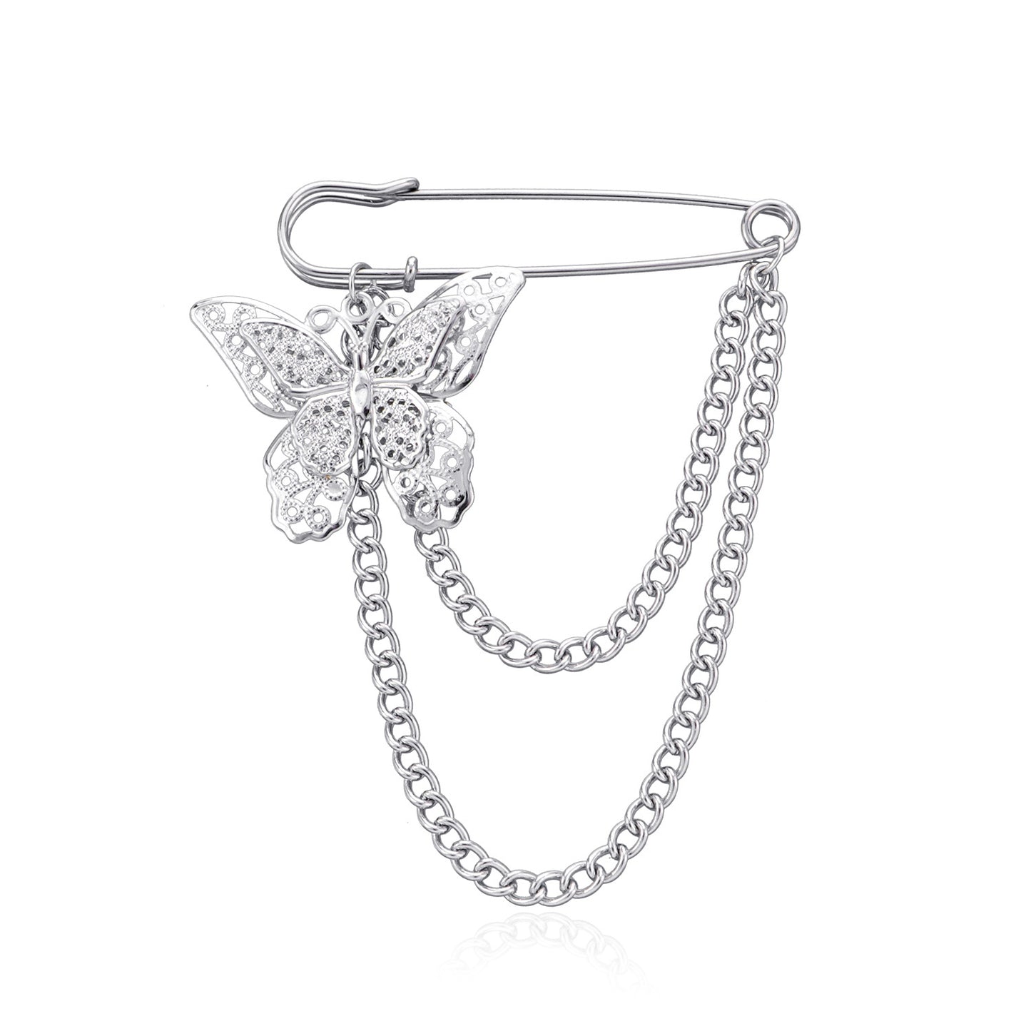 Korean Ins Trendy Origami Style Unisex Butterfly Chain Brooch Fashion Metal Pin Suit Decoration Jewelry