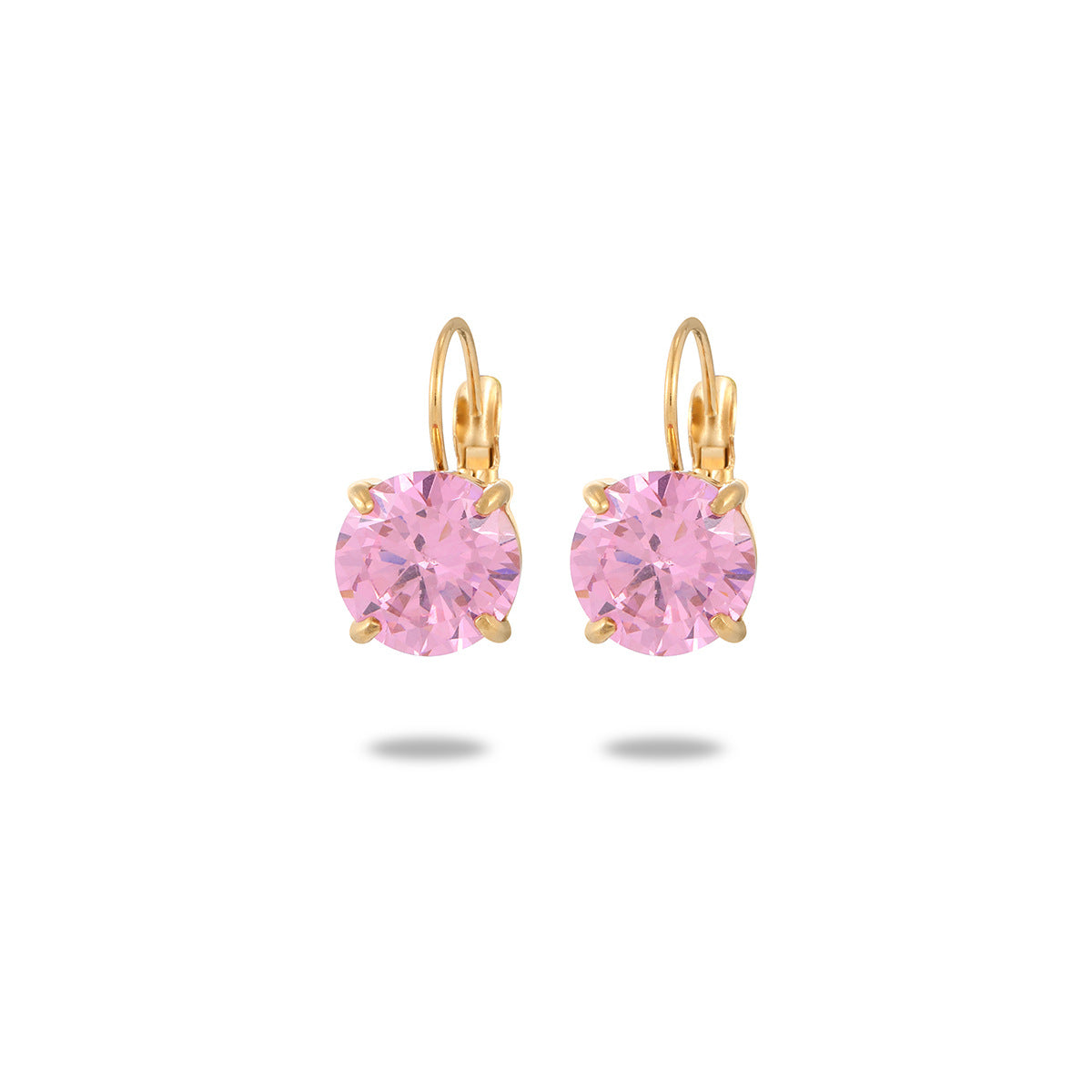 Fashion Minimalist 18K Gold Plated Stainless Steel Geometric Round Single Stone Stud Earrings for Women