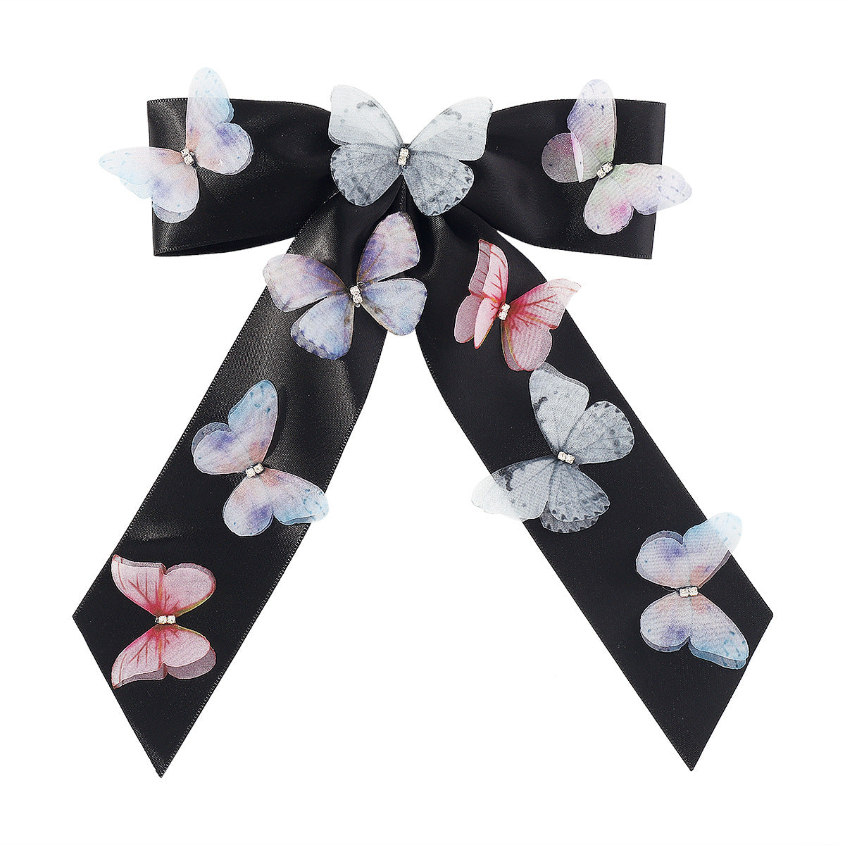 Dolce e Grintosa Molletta per Capelli a Farfalla con Strass Intarsiati su Tessuto in Raso e Tulle, Design a Pinza a Molla per Donne