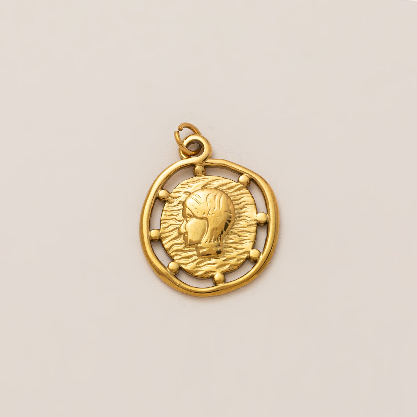 Vintage PVD 18K Gold Plated Stainless Steel Geometric Moon Sun Pendant Cable Chain Necklace Charm Bar