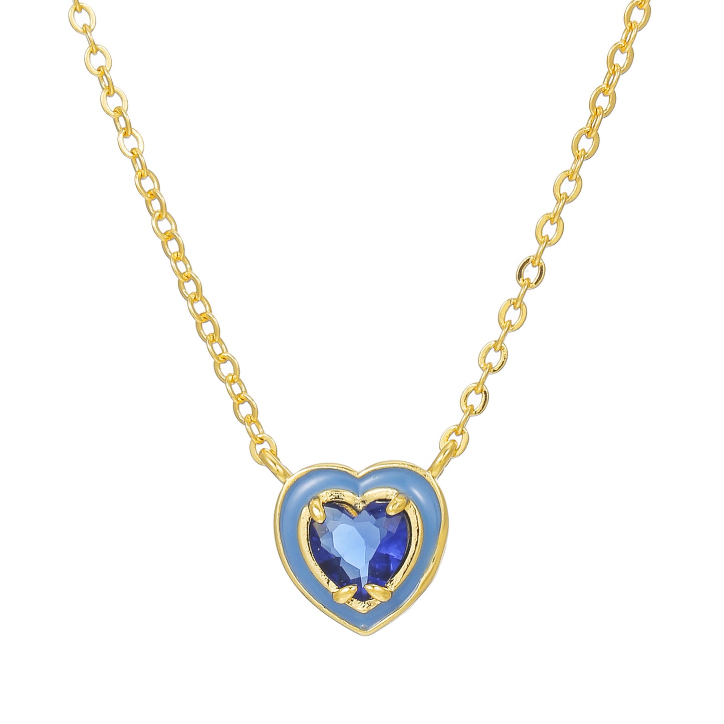 Elegante collana a cuore minimalista in rame con placcatura in oro vero e ciondolo in zirconia cubica su catena a maglie per donna