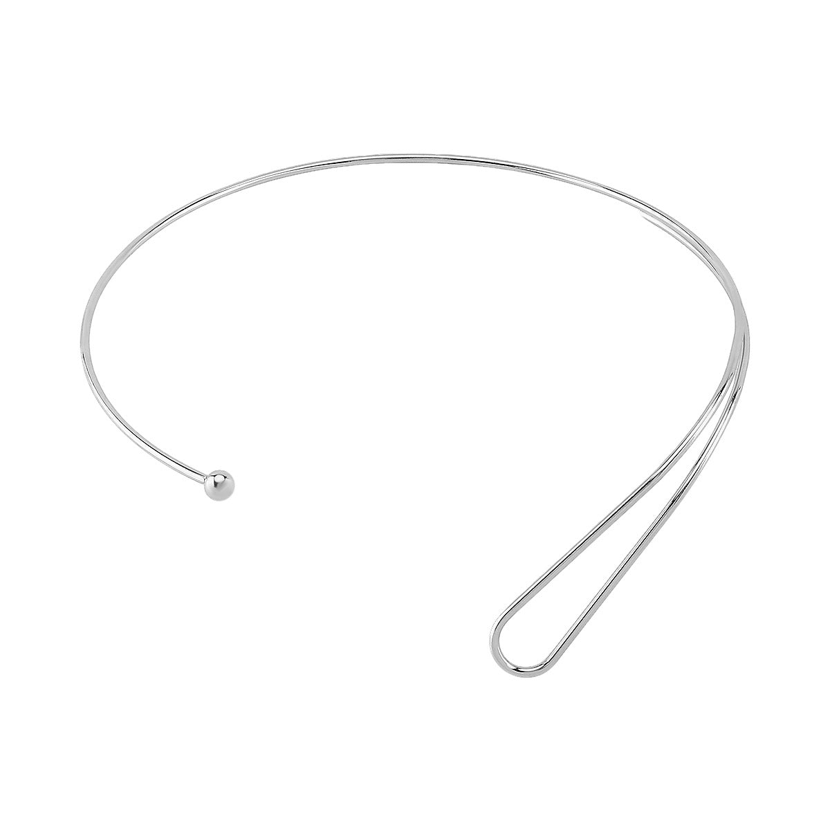 Collana Girocollo Minimalista Geometrica a C in Metallo da Donna con Design a Linee Pulite