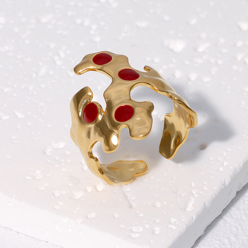 Anello Aperto Irregolare Vintage in Acciaio Inossidabile Placcato Oro 18K da Donna