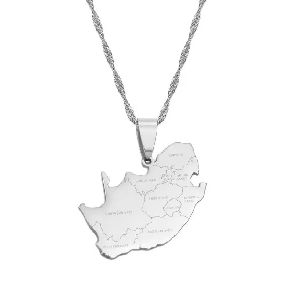 Minimalist Map City Pendant Necklace for Unisex in Stainless Steel with Titanium Steel Charm and Electroplated Finish