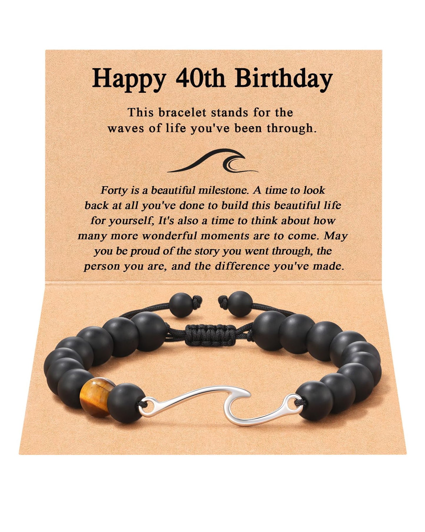 Natural Polished 8mm Black Agate Tiger Eye Beaded Bracelet Unisex Handmade Woven Strand