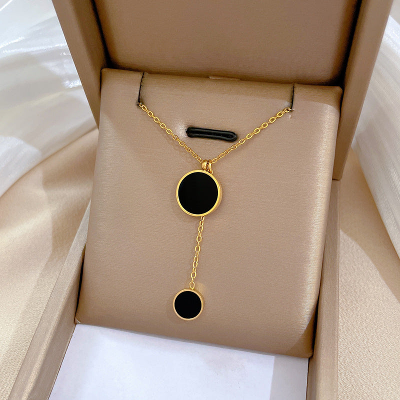 Geometric Minimalist Titanium Steel Pendant Necklace for Women and Men with Irregular Chain