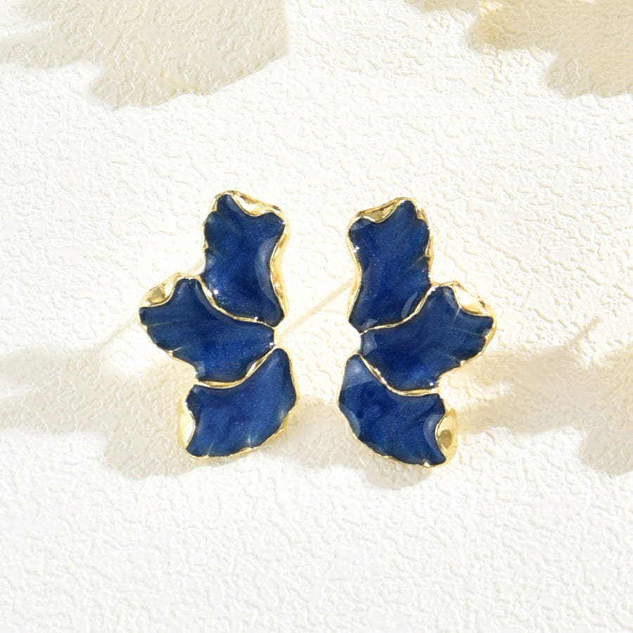 Pendientes de trébol minimalistas para mujer en aleación de zinc con acabado esmaltado