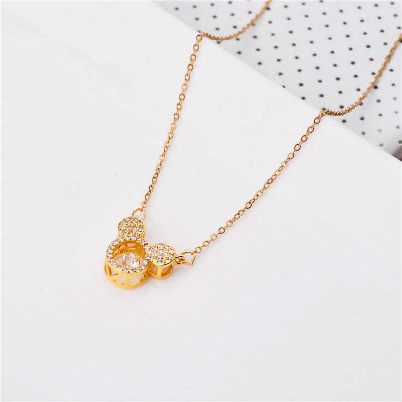 Minimalist Four-Leaf Clover Pendant Necklace in Titanium Steel with Plated Finish for Women