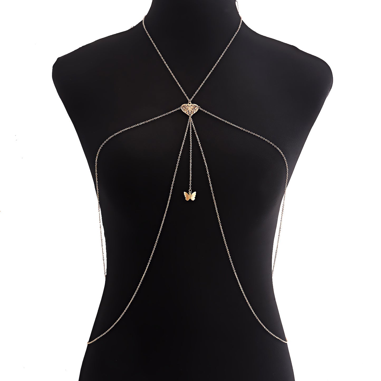 Geometric Hollow Butterfly Body Chain for Women in Alloy with Plated Finish