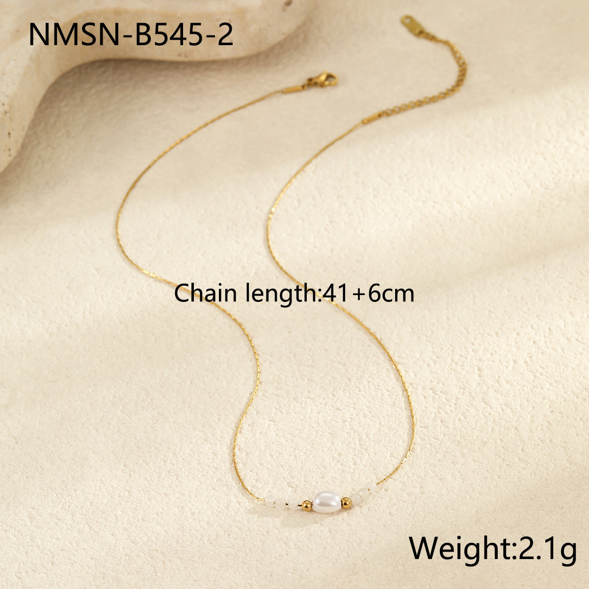 Collana geometrica minimalista da donna in acciaio al titanio con pendente di perla imitazione e finitura galvanica
