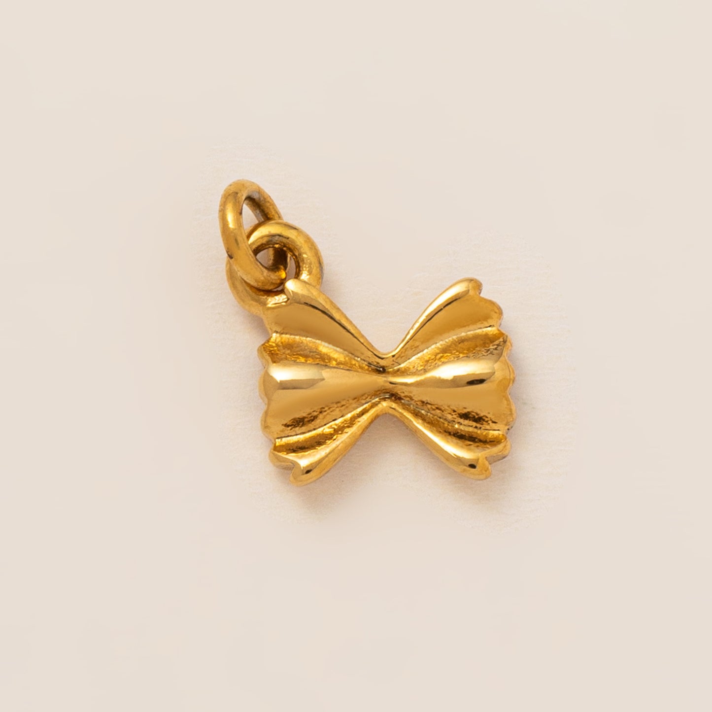 Minimalist 18K Gold Plated Geometric Round Titanium Steel Bowknot Pendant Necklace