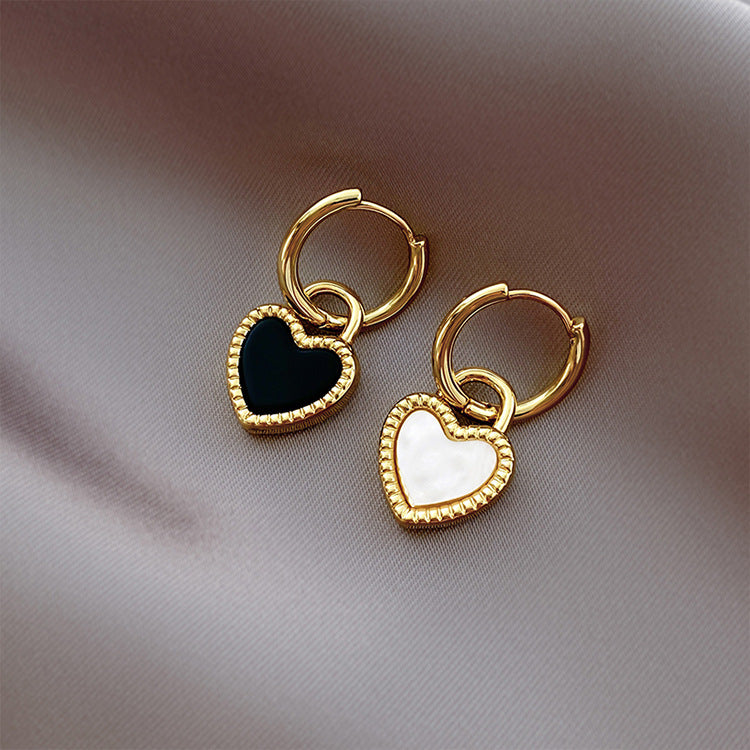 Orecchini da donna minimalisti a forma di cuore in ottone e acciaio inossidabile galvanizzato, con design a doppia indossabilità
