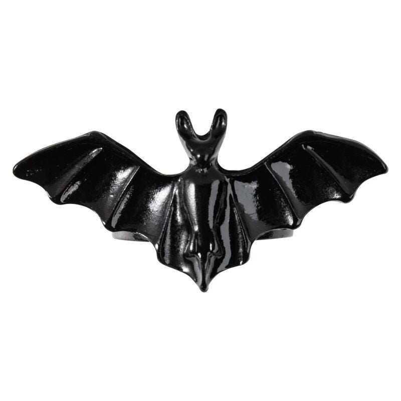 Anillo de murciélago abierto estilo gótico de aleación con acabado galvanizado para hombres y mujeres, joyería de Halloween
